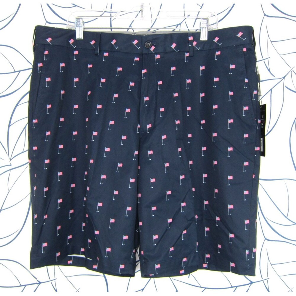 Walter Hagen Shorts Size 40 Blue 10" Chino Golf Microfiber American Flag Tech